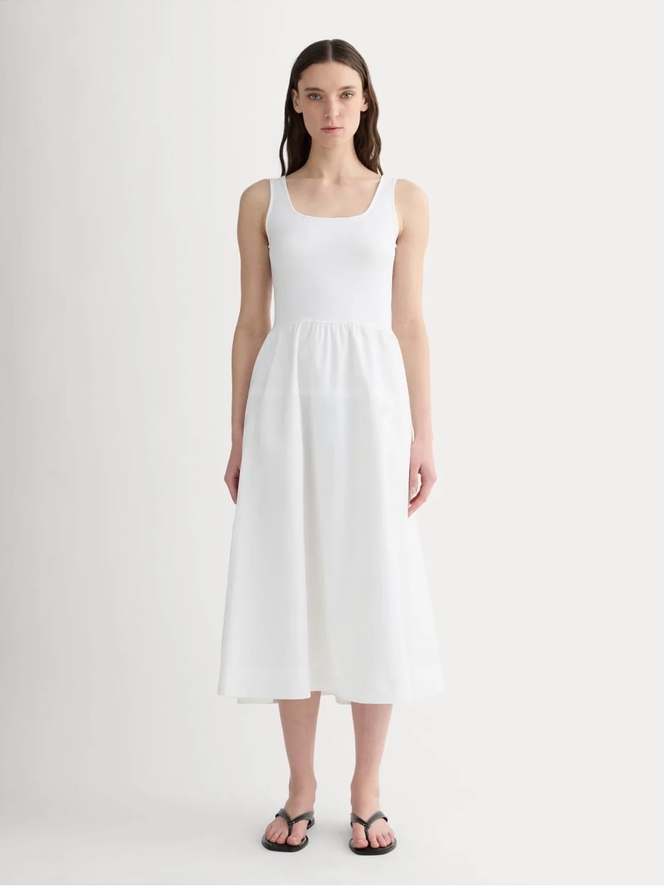 Everlane White Scoop Neck Midi Dress